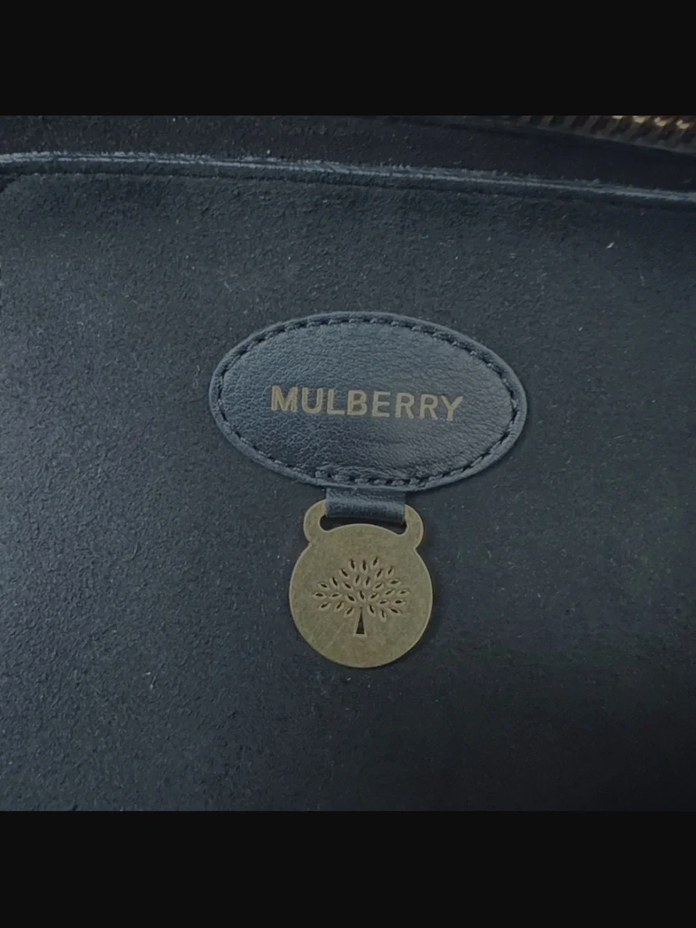 Mulberry Black and Beige Geometric Satchel